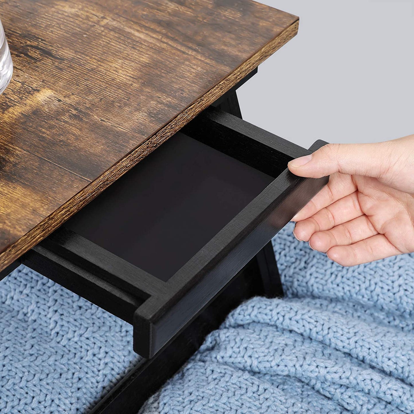 Laptop Desk for Bed or Sofa with Adjustable Tilting Top, Breakfast Serving Tray with Height Adjustable Folding Legs