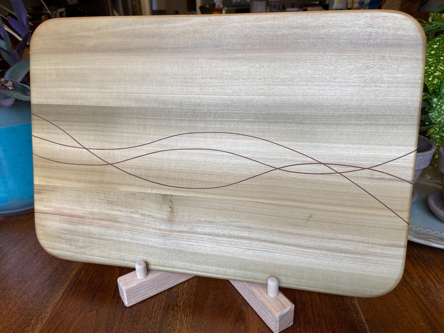 Solid Poplar charcuterie board - Peruvian Walnut banding/inlay.