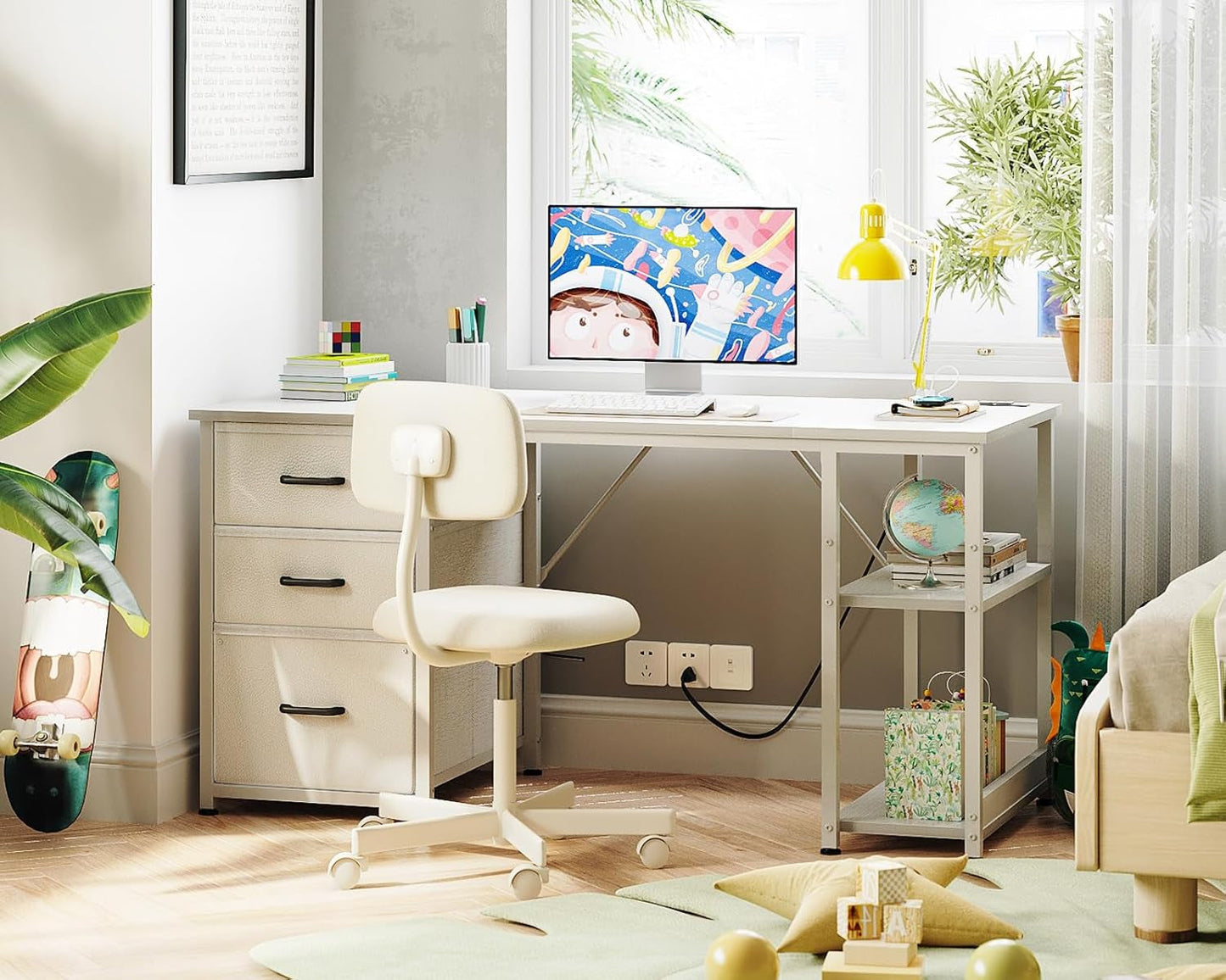 51 Inch Computer Desk With USB Outlets For Home Office