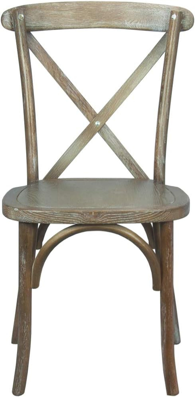 Two Pack Medium White Grain X-Back Dining Chairs Stackable Elm Wood Construction