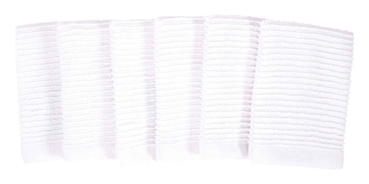 Wave Terry Dish Cloth Set Of 6 - 12" x 12"