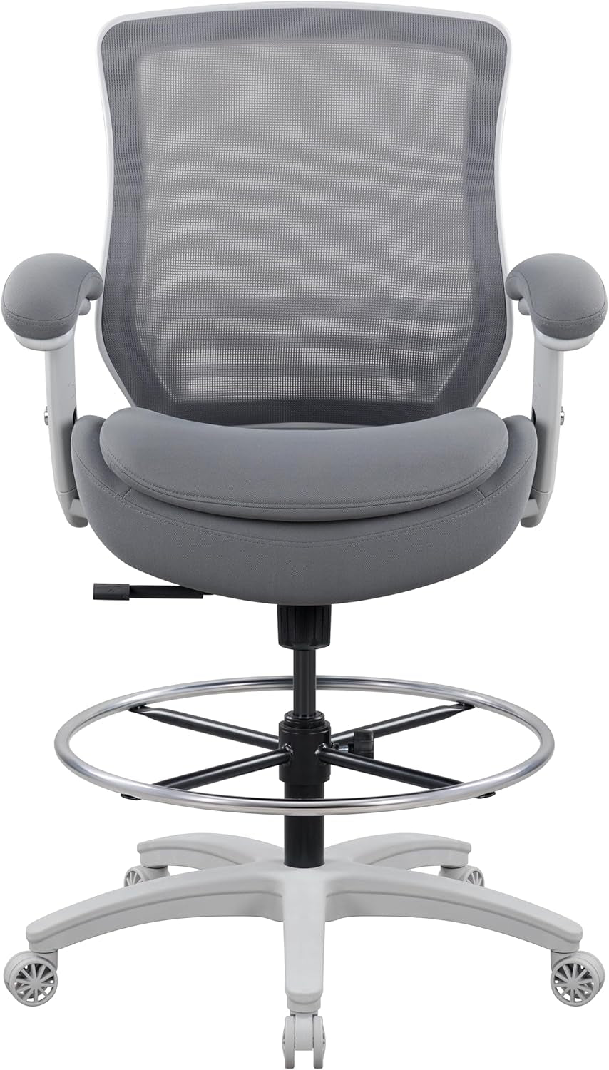 Ergonomic Mid Back Drafting Chair 400 Lb Capacity Grey