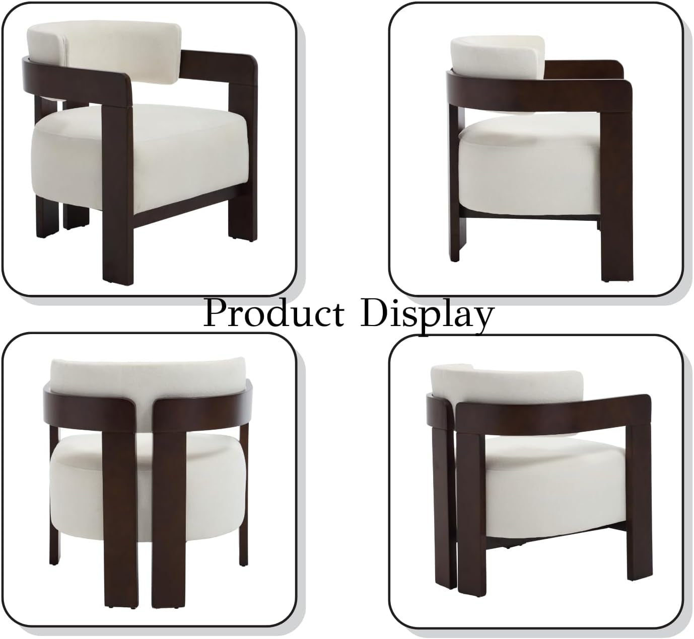 Barrel Accent Chairs White Upholstered Pair Lounge