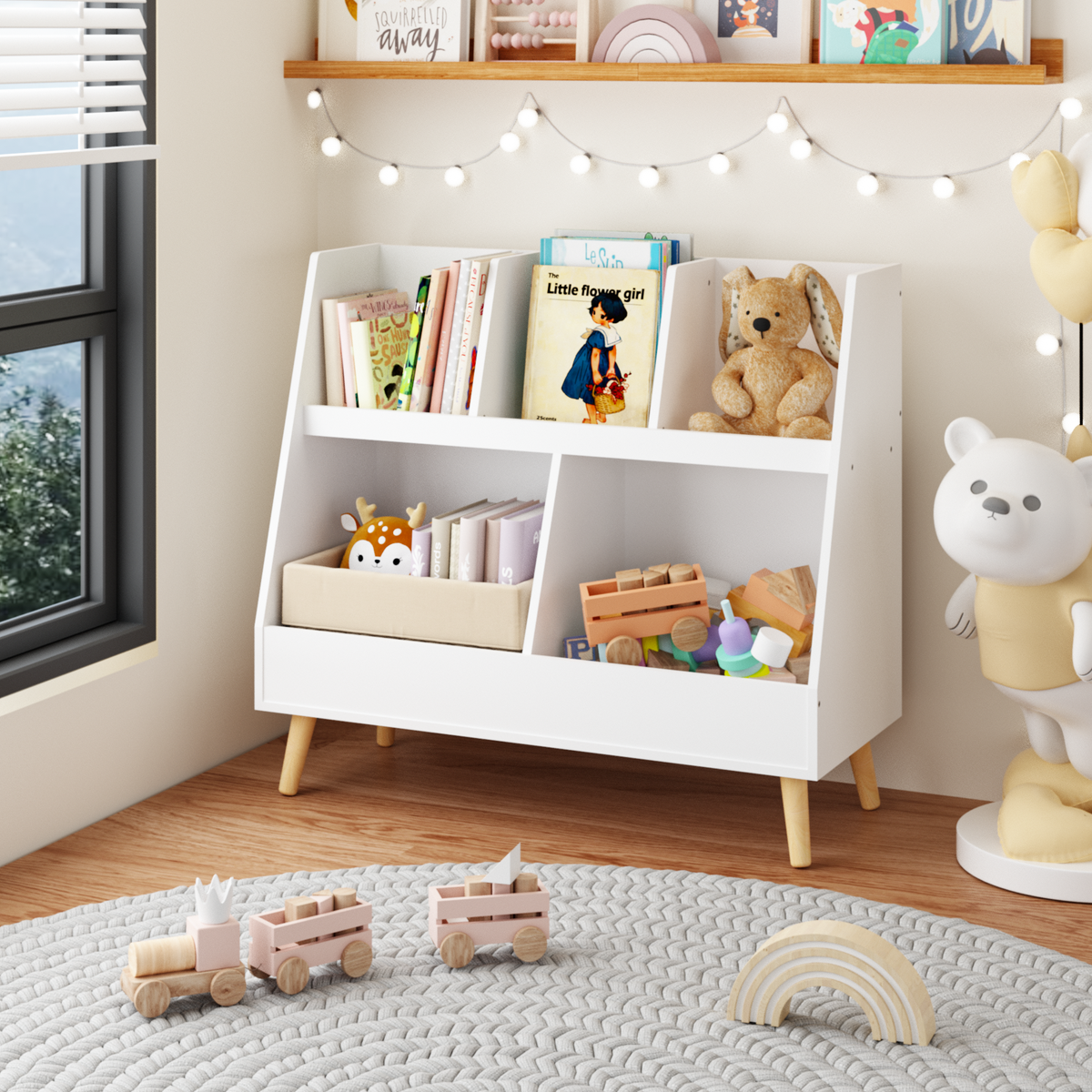 Kids Bookshelf and Toy Organizer