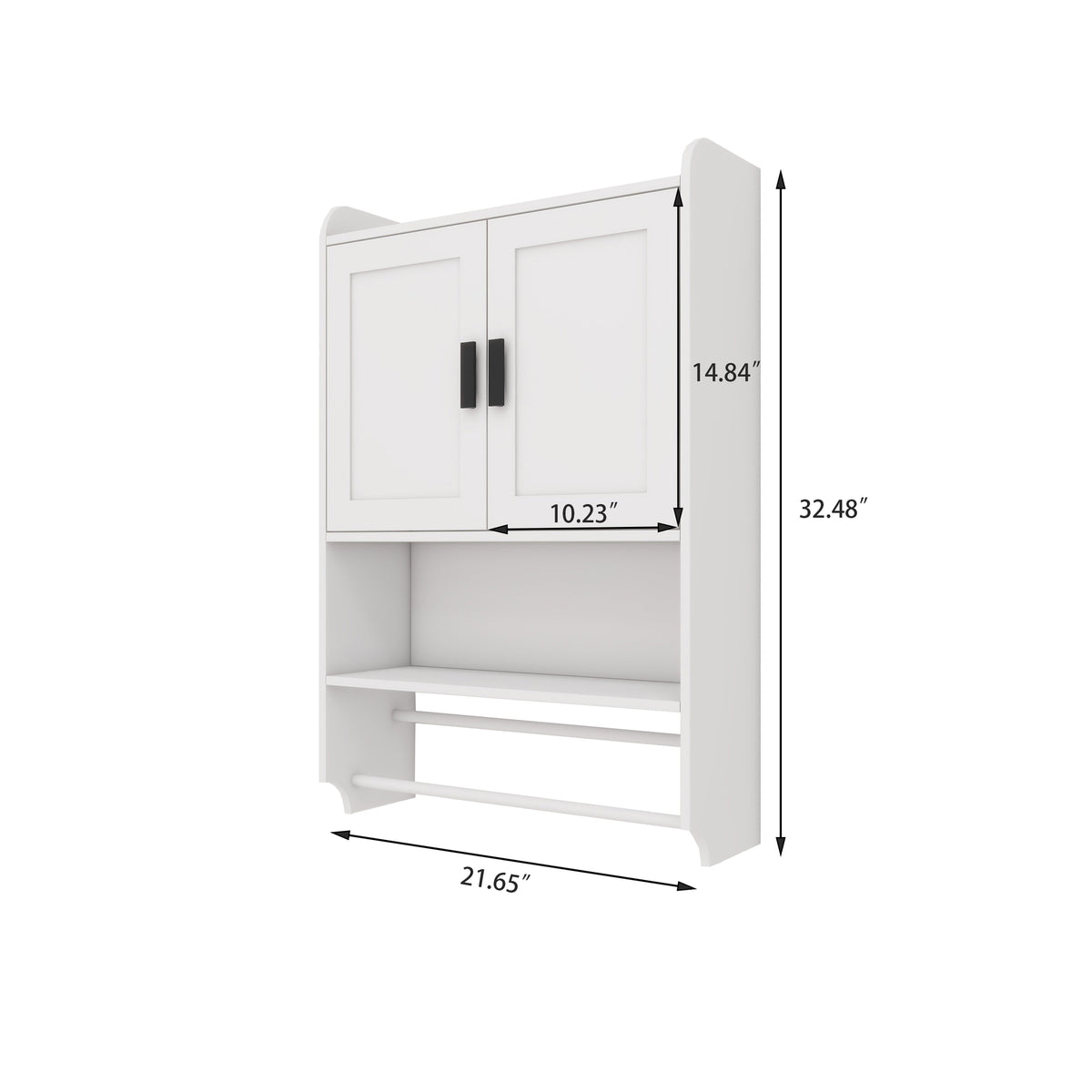 Bathroom Wall Cabinet with Doors, Adjustable Shelf, Towel Bar and Paper Holder