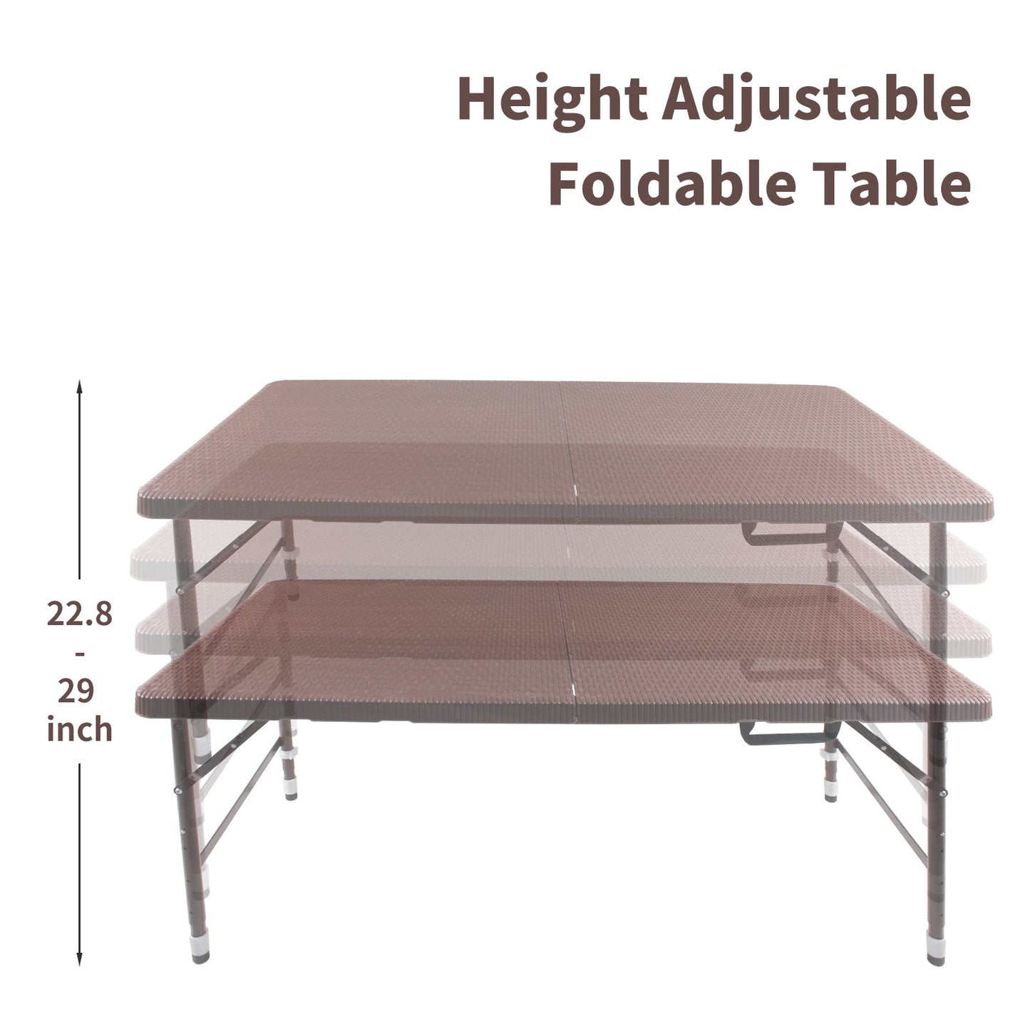 4ft Rattan Folding Table for Indoor and Outdoor Use