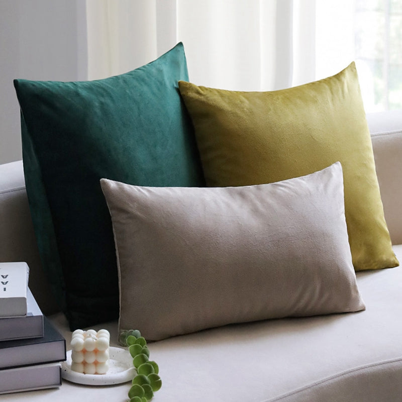 Mixed well colors of green, beige and silver Pack of 3 velvet throw pillow covers and inserts included 3 sizes of 1 of 20"x20", 1 of 18"x18"and 1 of 12"x20", 20x20 inch.