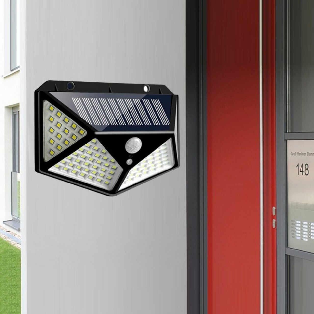 2-Pack Solar Powered 100-LED Motion Activated Outdoor Light