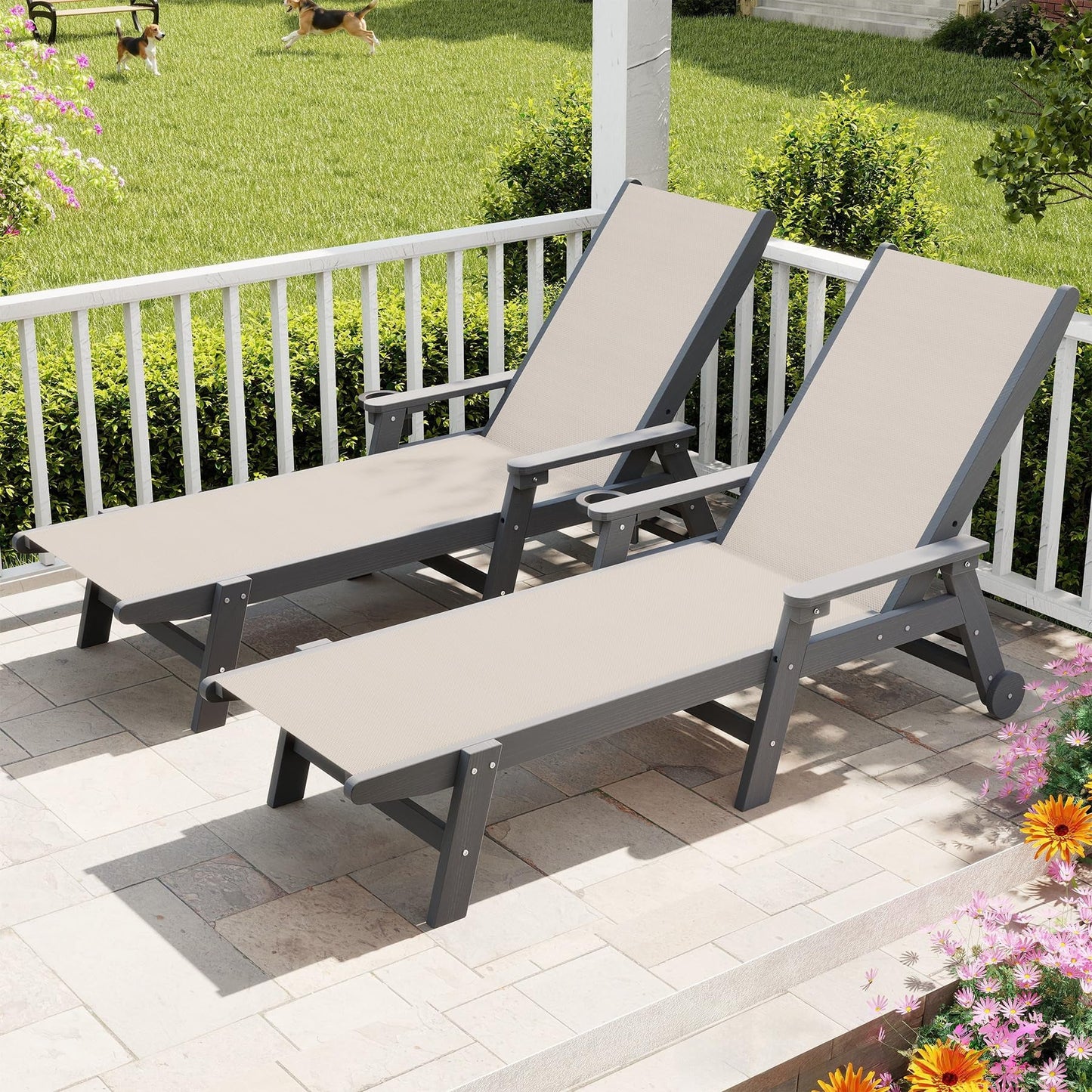 Outdoor Pool Lounge Chairs Set of 2