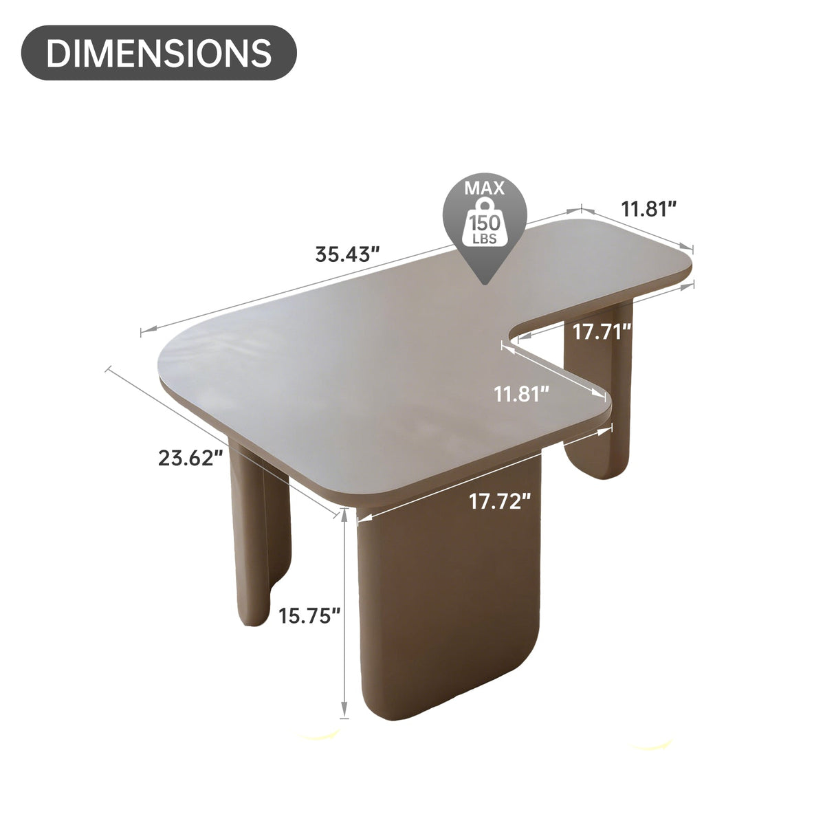 35.43" L-Shape Modern Coffee Table Upgraded