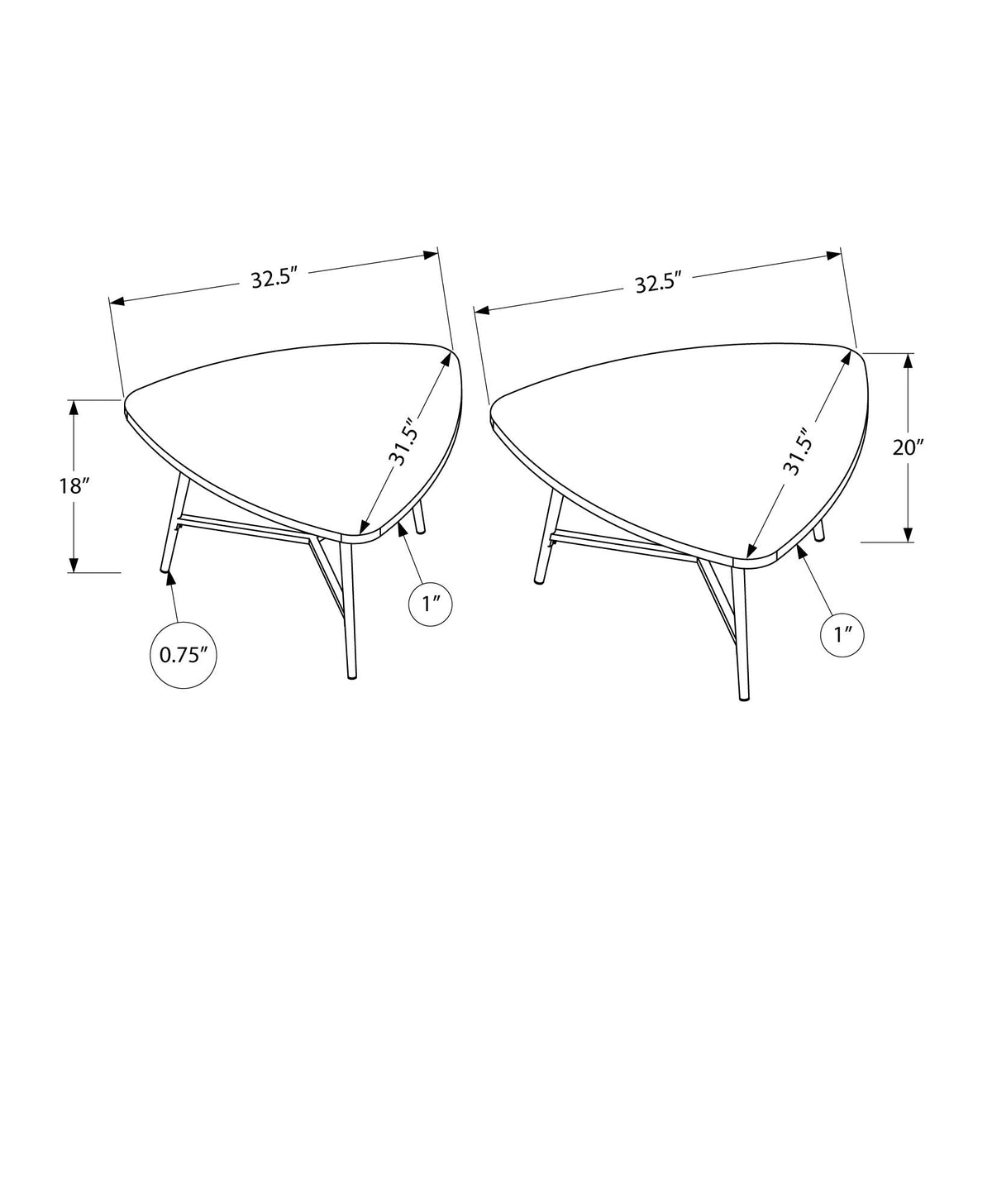 Table Set, 2pcs Set, Coffee, End, Side, Accent, Living Room