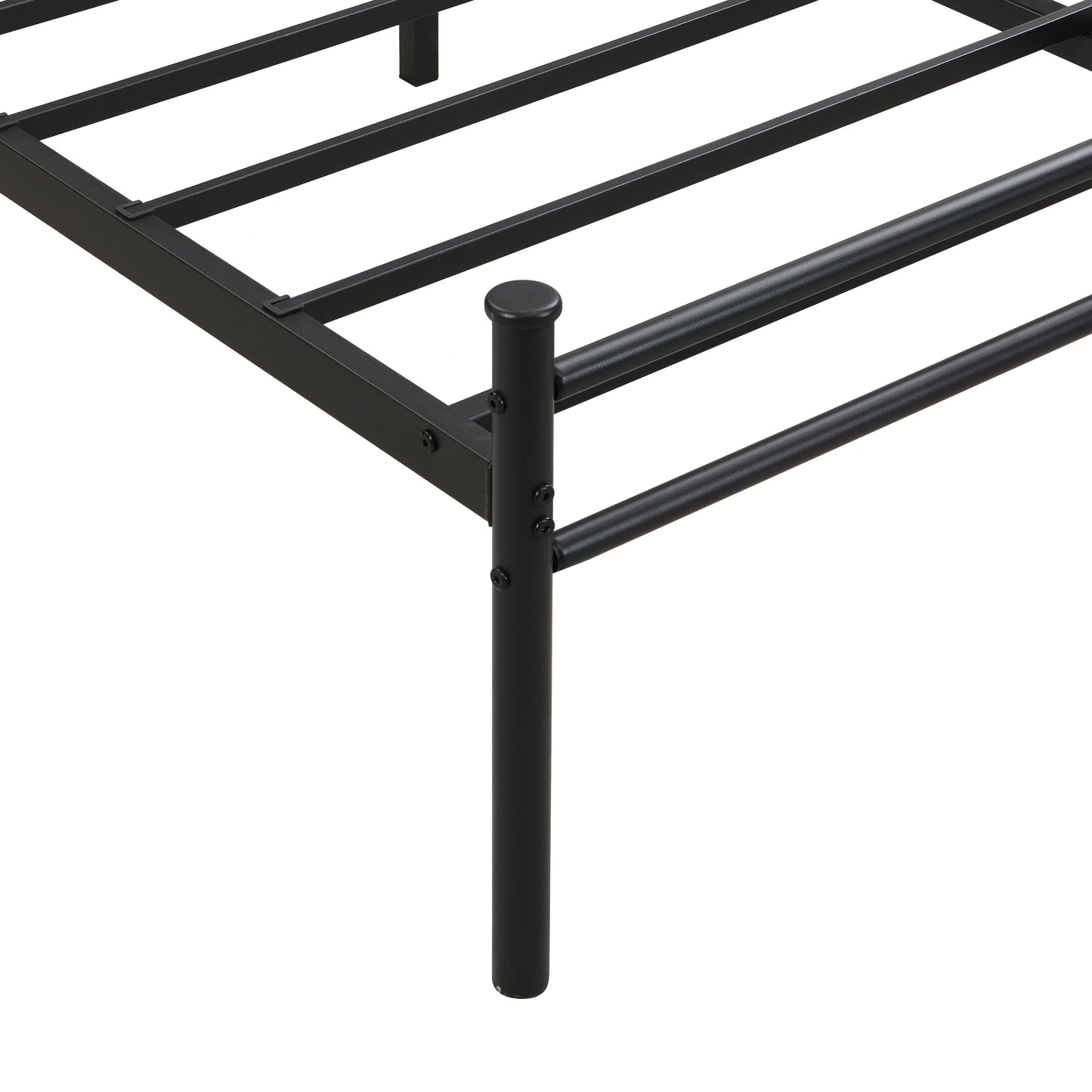 King Size Metal Bedframe With Wood Panel Decoration