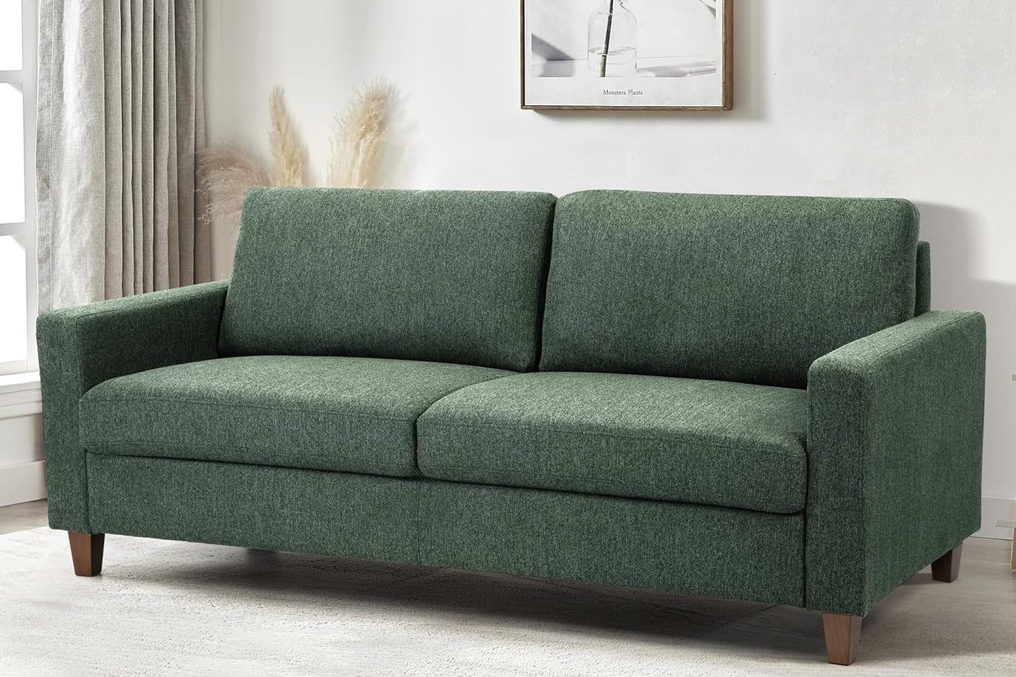 Green Mid Century Modern Couch and Loveseat Set for Small Spaces
