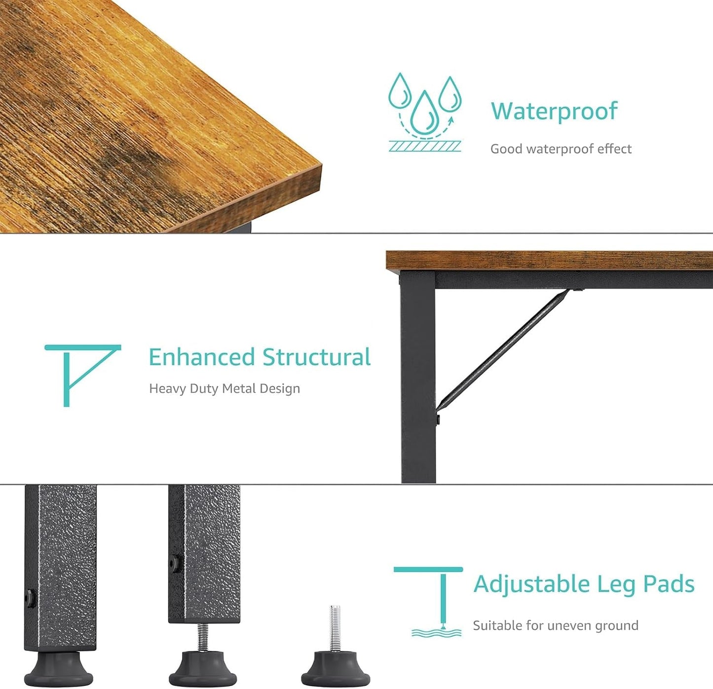 40 Inch L Shaped Desk With Power Outlet And Shelves Rustic Brown