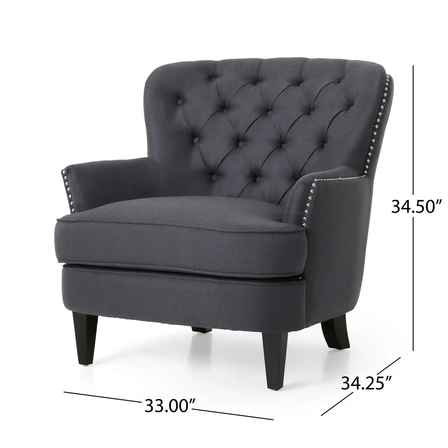 Enchante Living Room Set With Tufted Back Club Chair And Ottoman