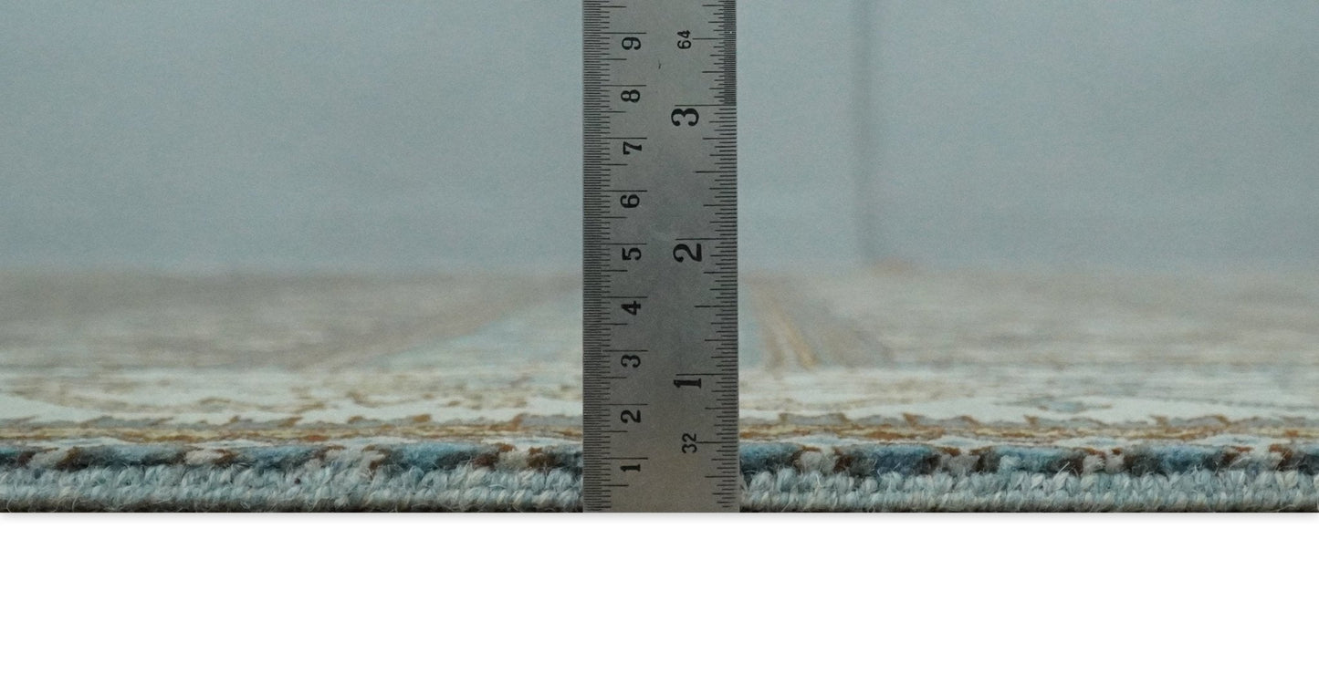 8x10 Fine Hand Knotted Brown and Blue Southwestern Traditional Antique Area Rug | AGR41