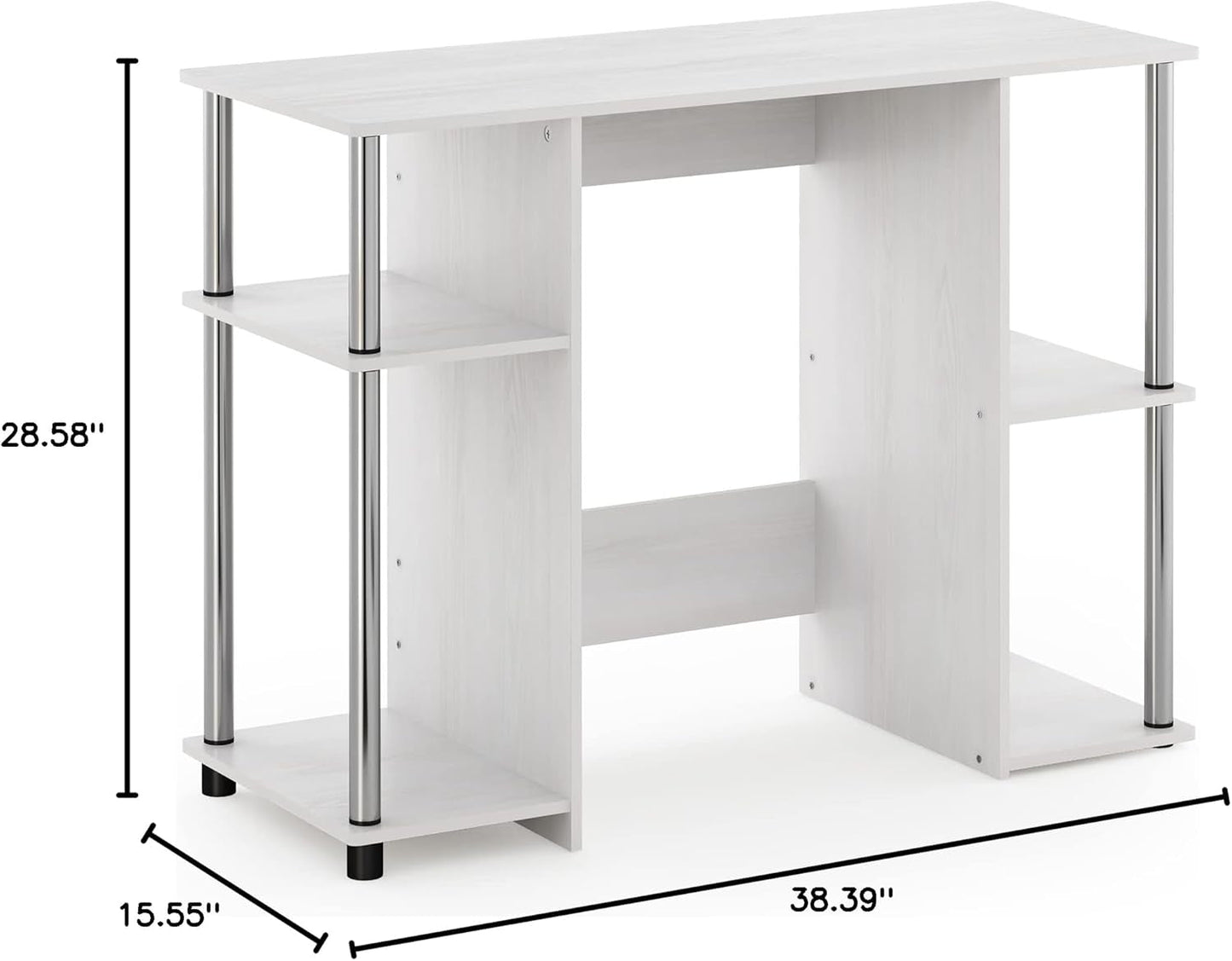 Jaya White Oak Computer Study Desk Stainless Steel Frame