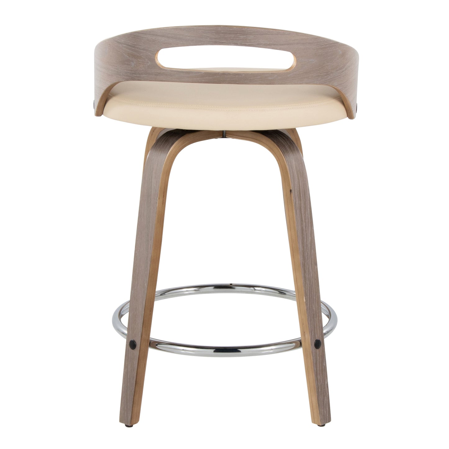 24" Mid-Century Modern Fixed-Height Counter Stool with Swivel in Light