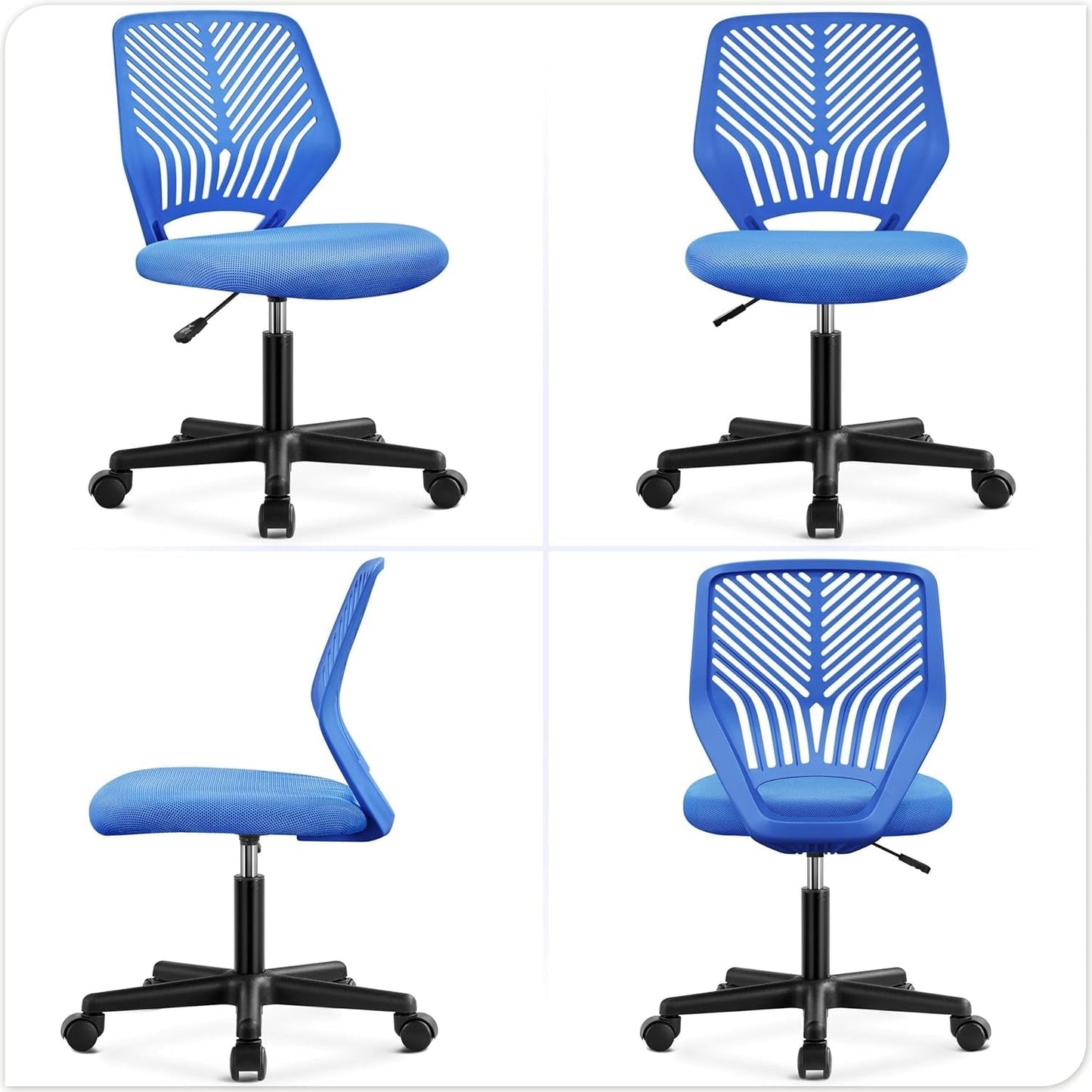 Blue Adjustable Student Desk Chair With Lumbar Support