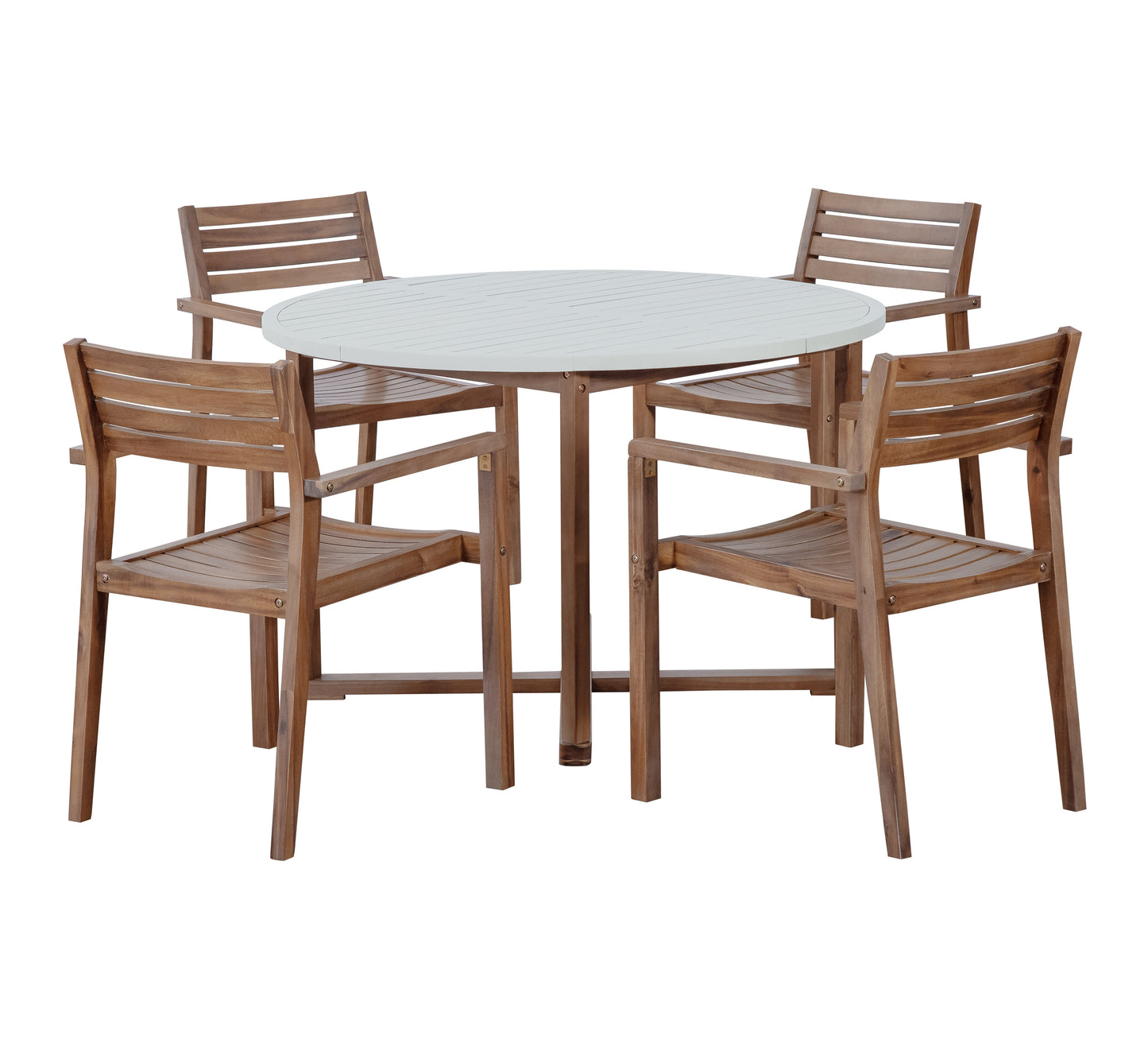 U-Style 5-Piece Outdoor Dining Set with 4 Acacia Wood Chairs