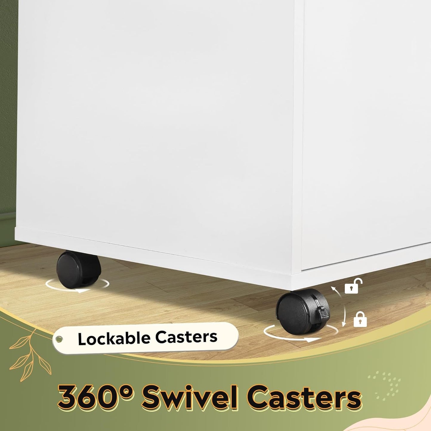 Rolling 3 Drawer File Cabinet With Printer Stand For Office