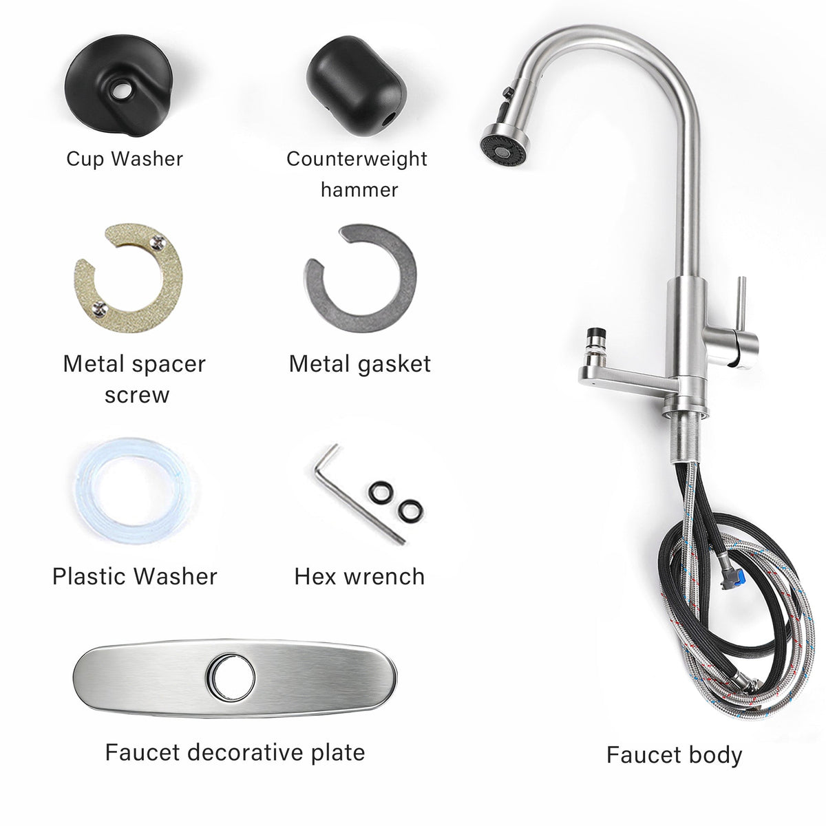 3-in-1 Kitchen Faucet with Press-Type Glass Rinser