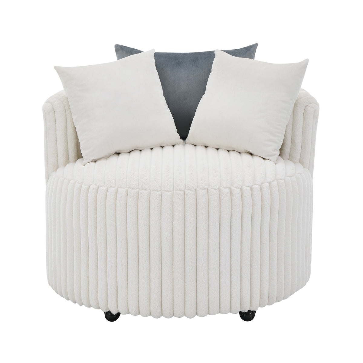 Malna Plush Wide Wale Corduroy Upholstered Barrel Accent Chair