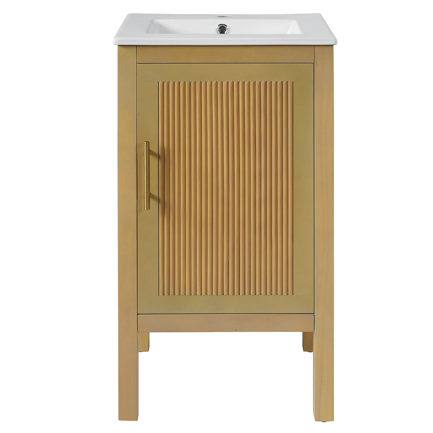 18" Bathroom Cabinet with Storage and Ceramic Sink