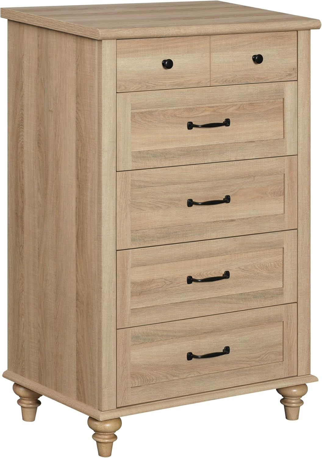 Oak Midcentury Dresser Five Drawers Storage Organizer