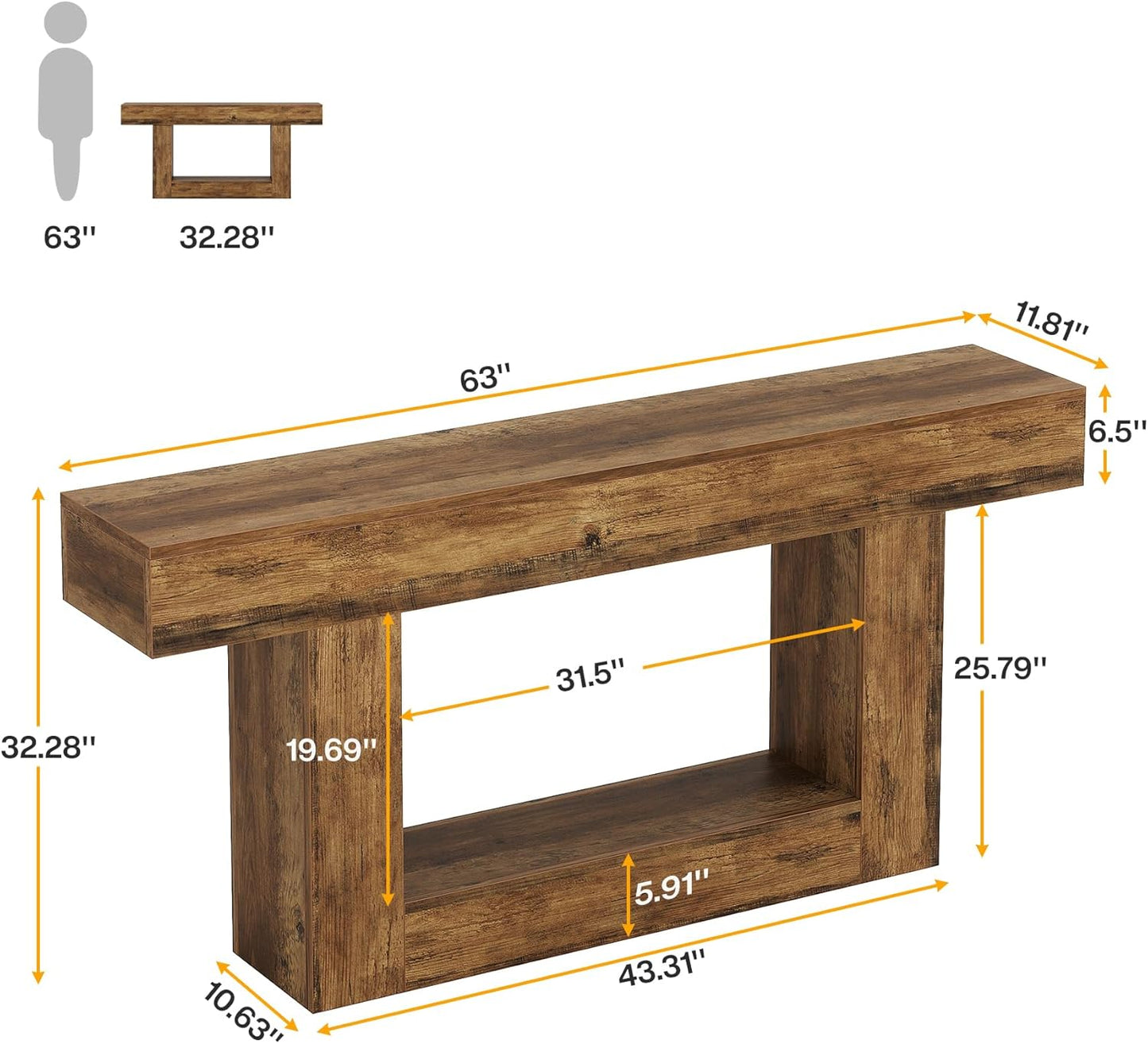 63" Farmhouse Console Table