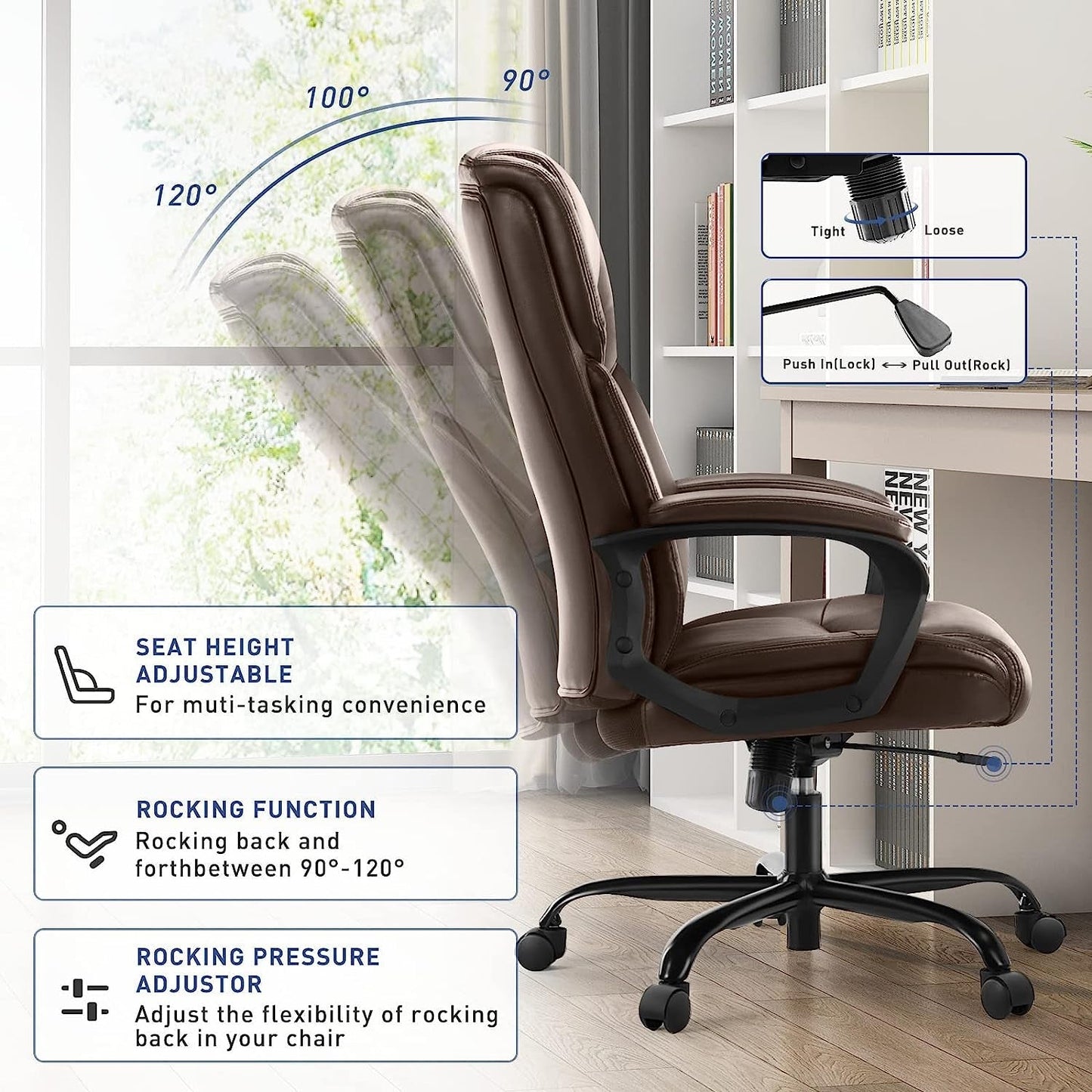 Ergonomic Big And Tall Leather Executive Office Desk Chair