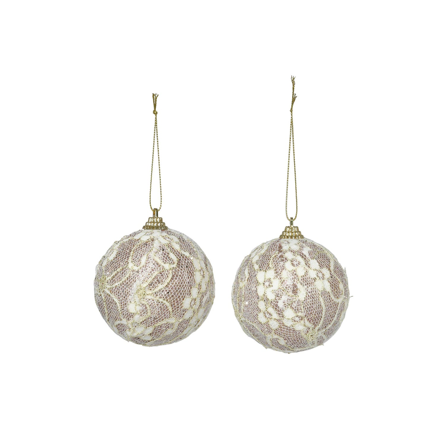 8CM BALL WITH LACE FLOWER ACCENTS (2 PCS)