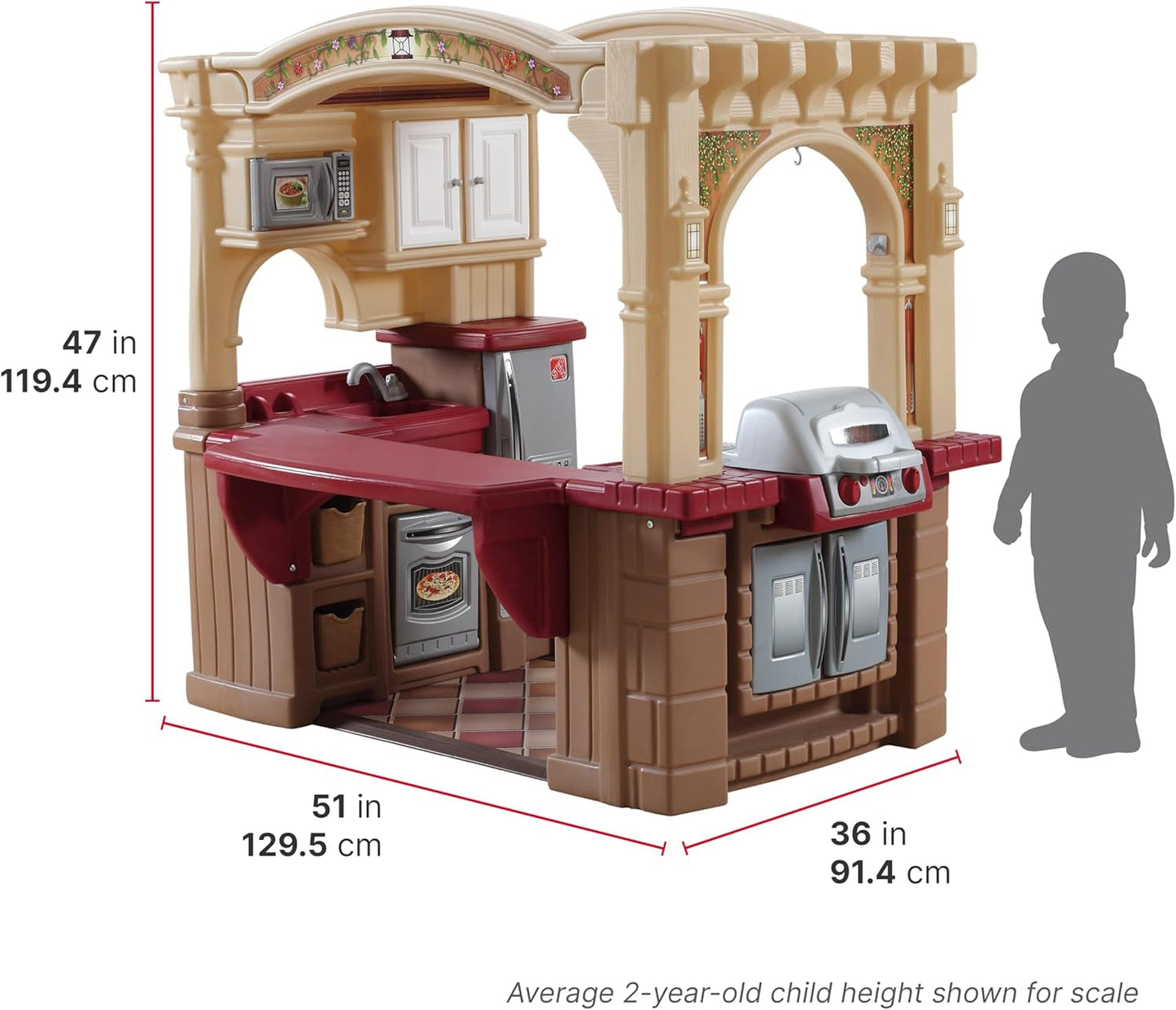 Kids Kitchen Playset With Interactive Lights Brown