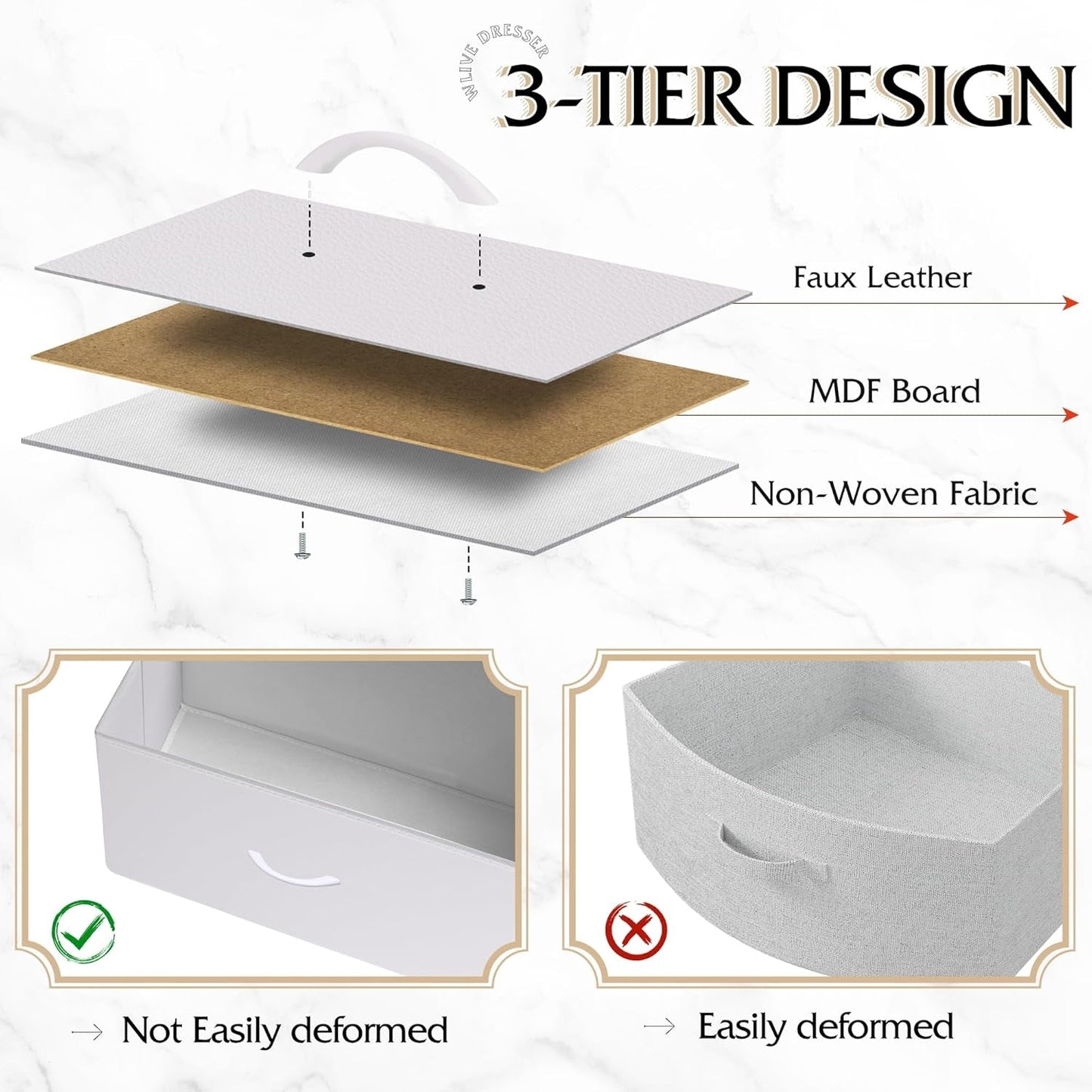 4 Drawer White Dresser For Bedroom Storage Tower Unit