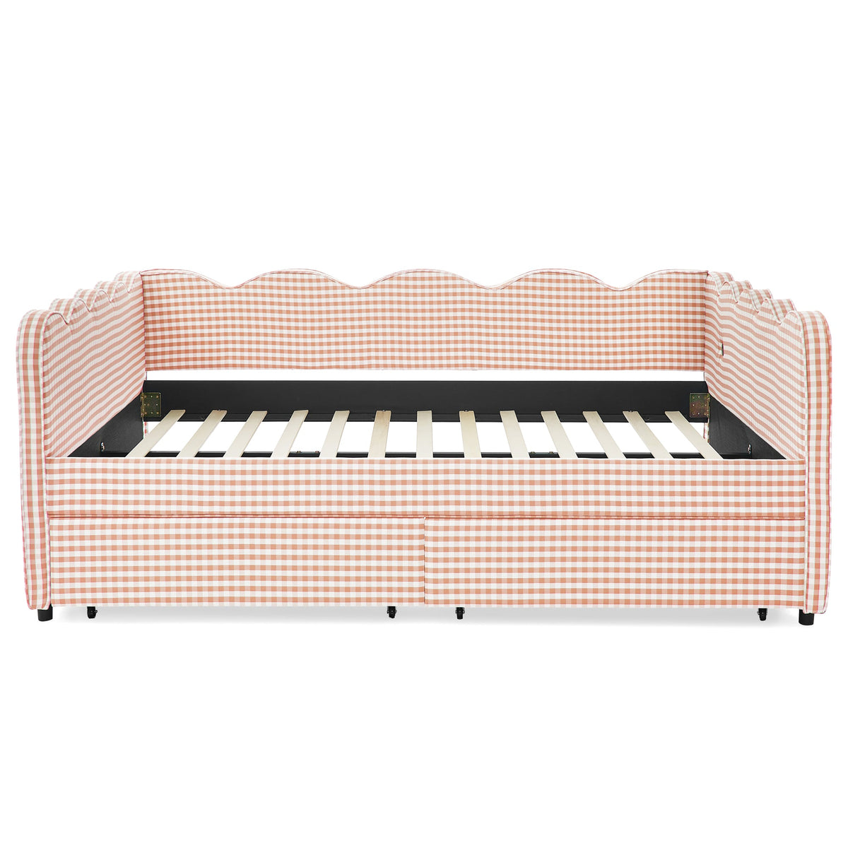 Queen Size Cozy Gingham Daybed with Storage Drawers