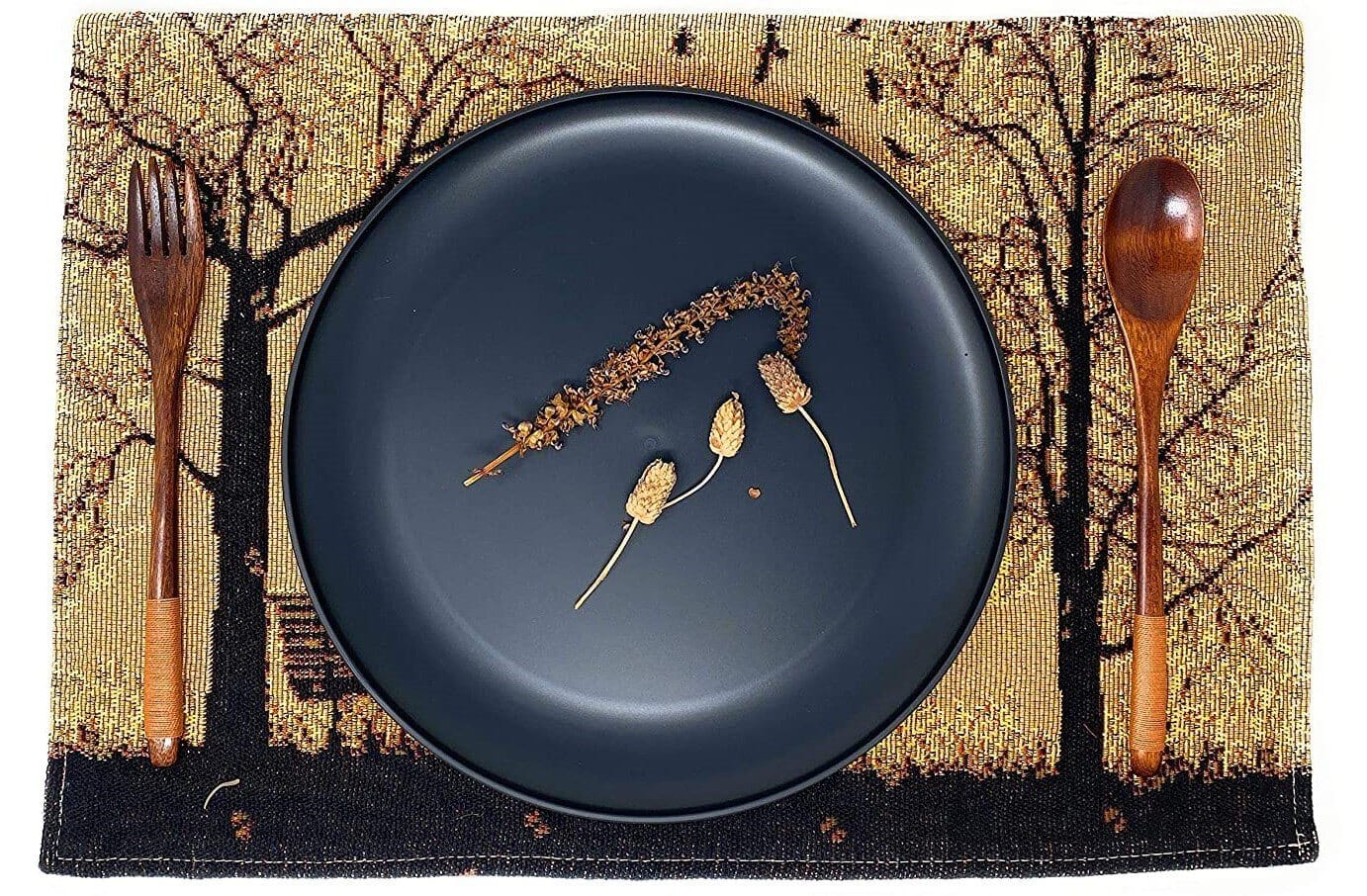 DaDalogy Bedding Set of 4 Pieces Autumn Birds Blessing Tapestry Dining Placemats 13” x 19” (Halloween)