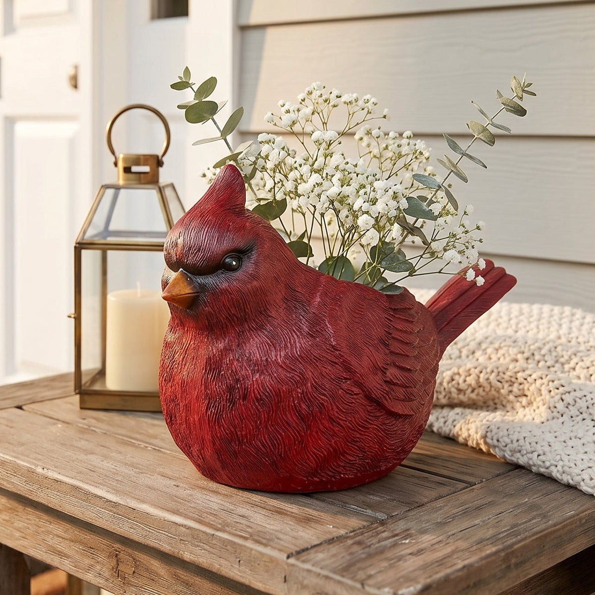 Resin Cardinal Planter for Porch Farmhouse Decor