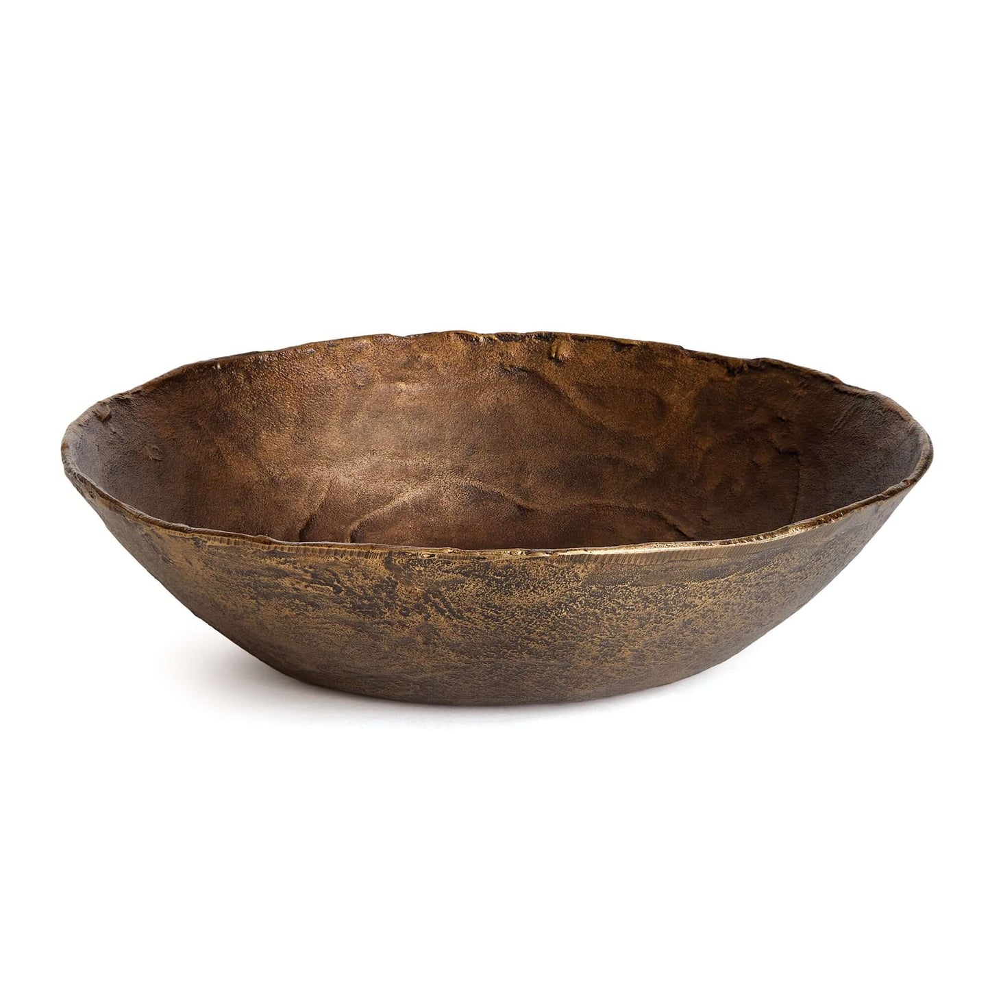 Antique Brass Decorative Bowl with Organic Rim