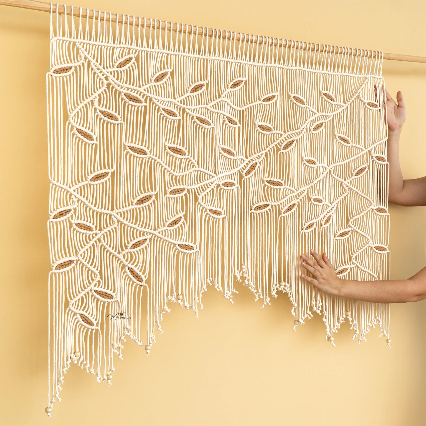 Aura Natural Latte Macrame Window Curtain