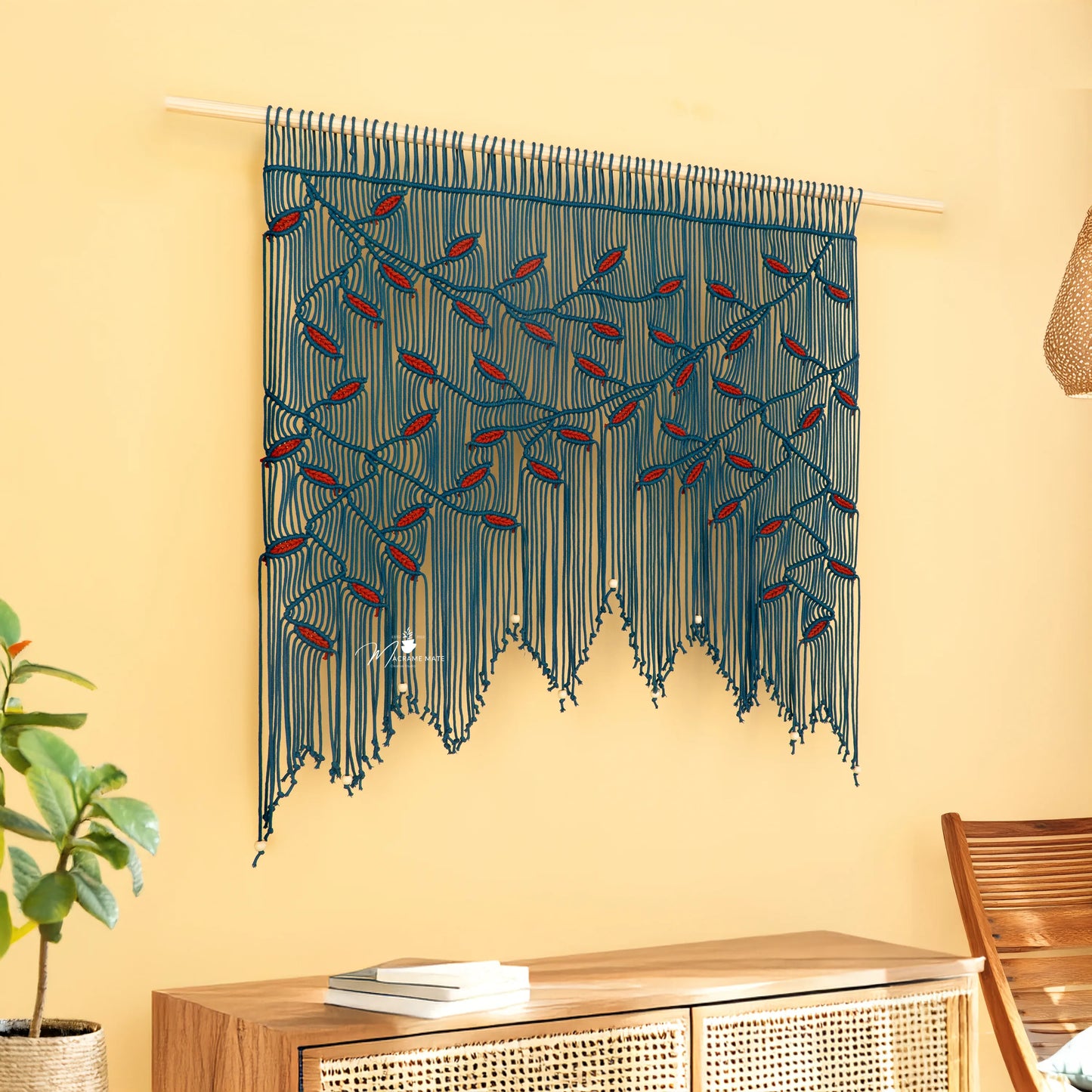 Aura Peacock Terracotta Macrame Window Curtain