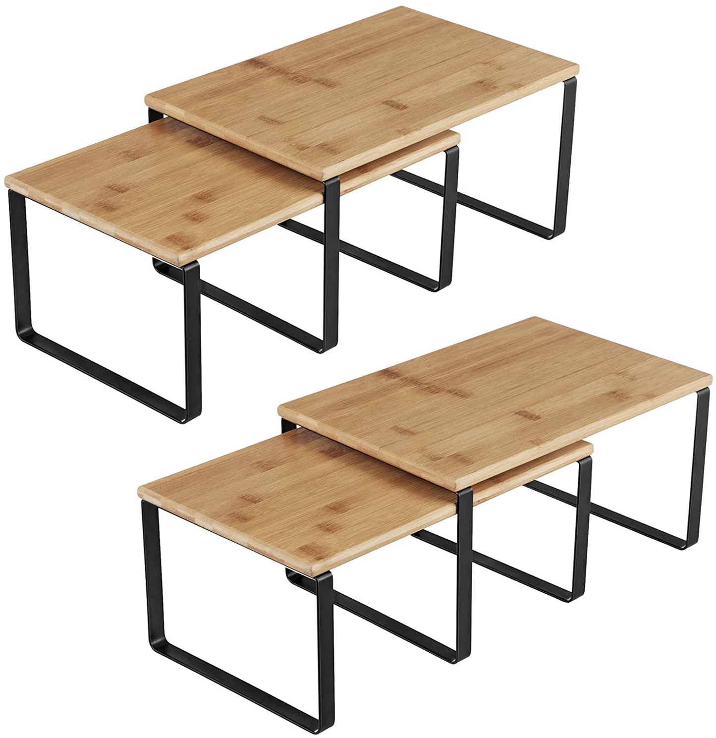 Cabinet Shelf Organizer, Set of 4 Kitchen Counter Shelves, Stackable
