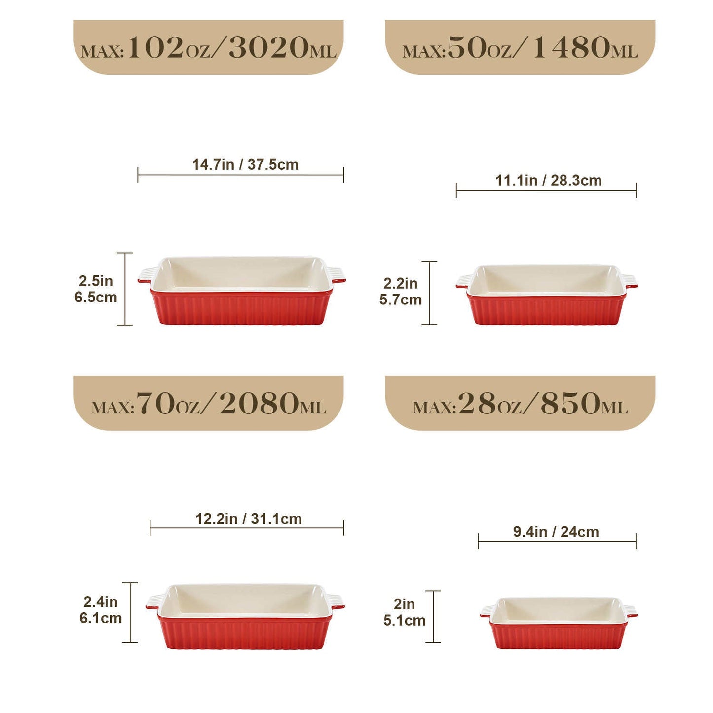 Red Bakeware Set of 4