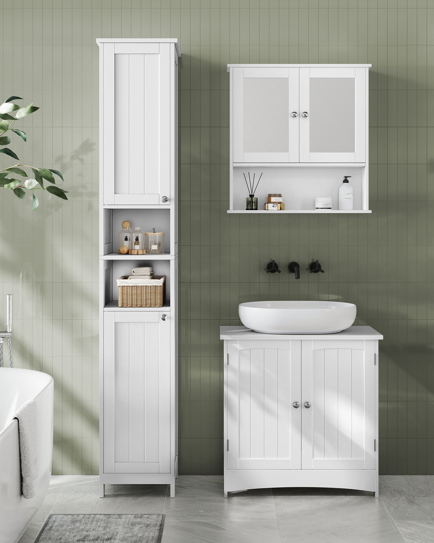 Tall Bathroom Cabinet with Lights