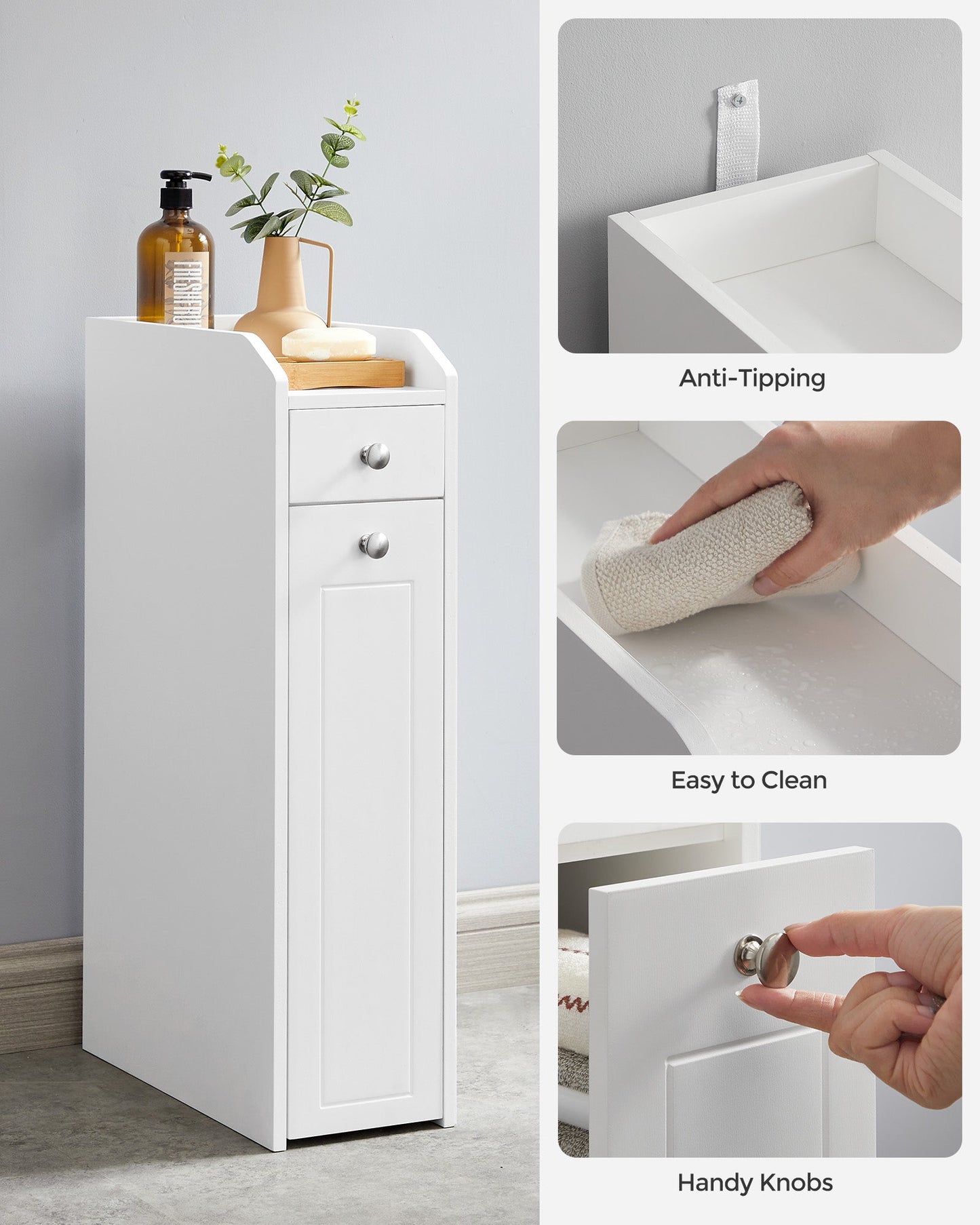 Slim Storage Cabinet, Narrow Storage Organizer with Slide Out Drawers