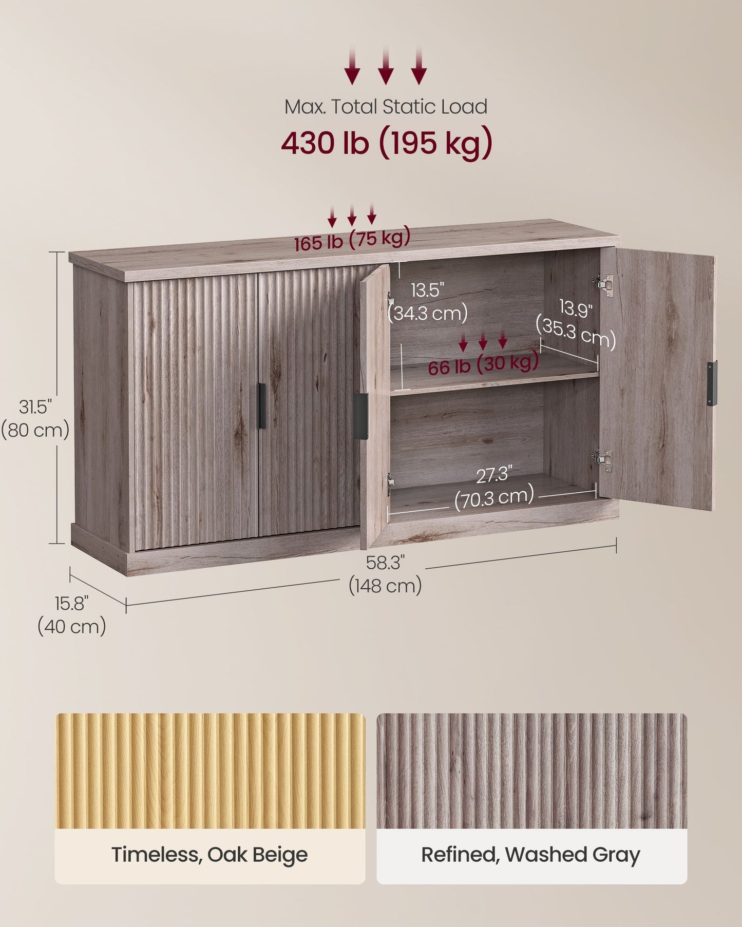 MAXE Collection - Buffet Cabinet, Console Cabinet