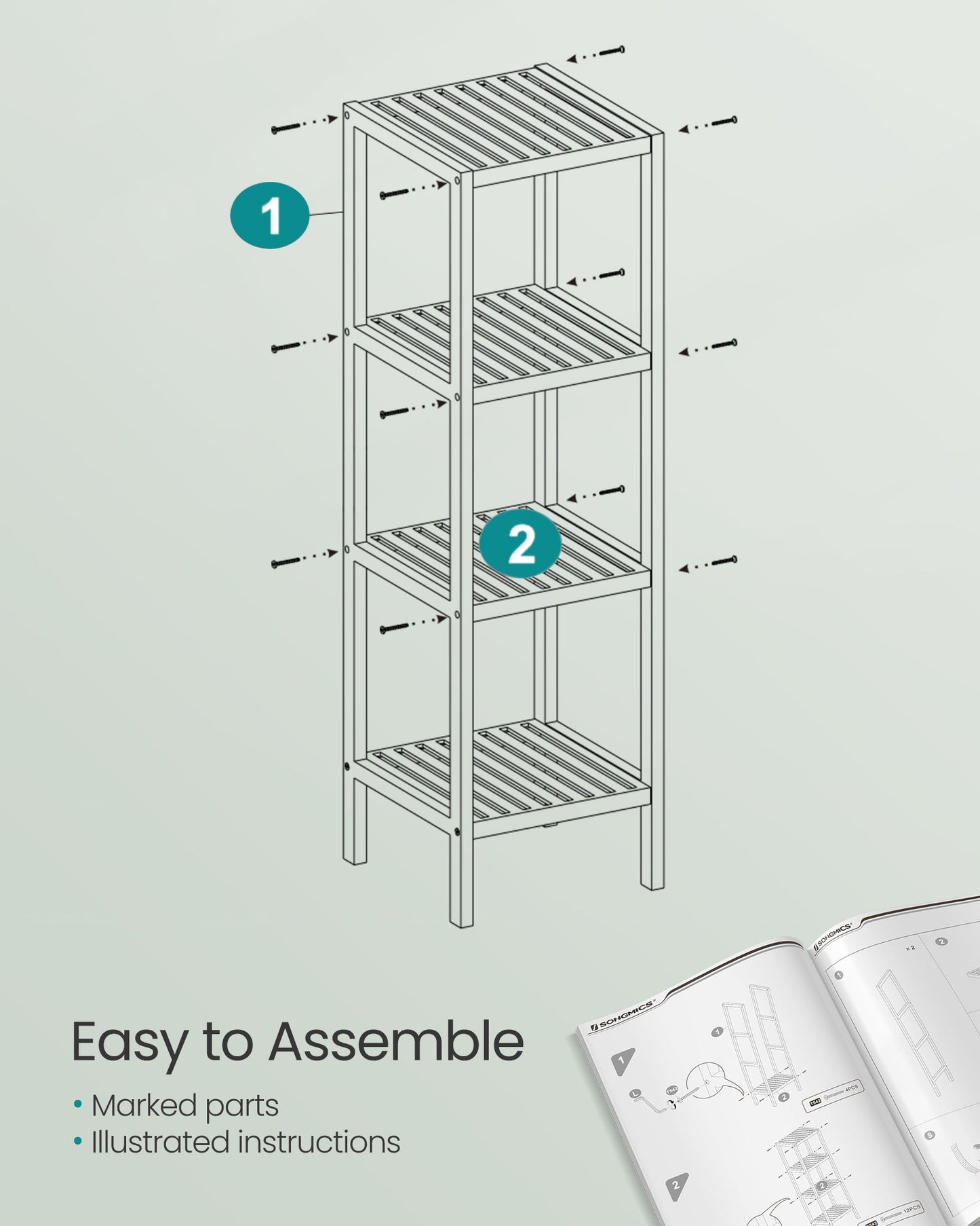 4-Tier Bamboo Bathroom Shelf