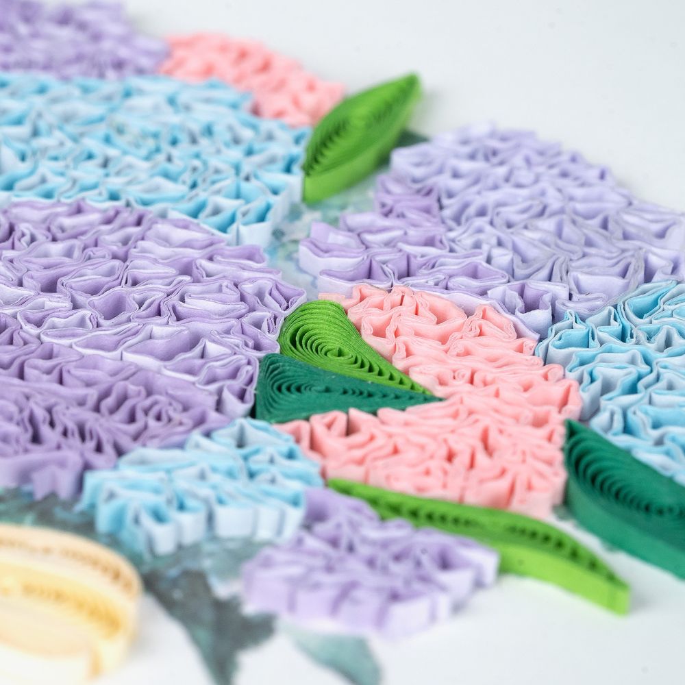 Birthday Hydrangea Bouquet Quilled Greeting Card