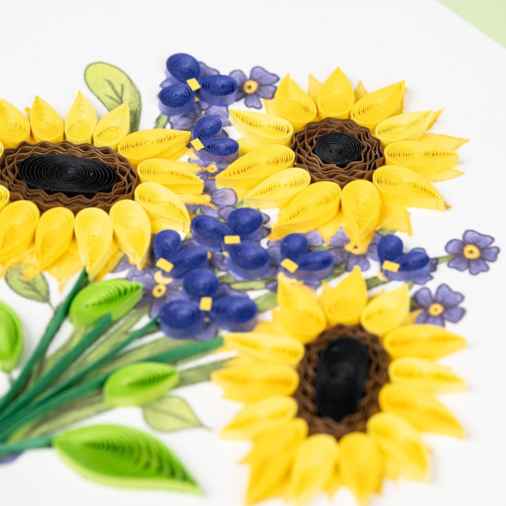 Birthday Sunflower Bouquet Quilled Greeting Card