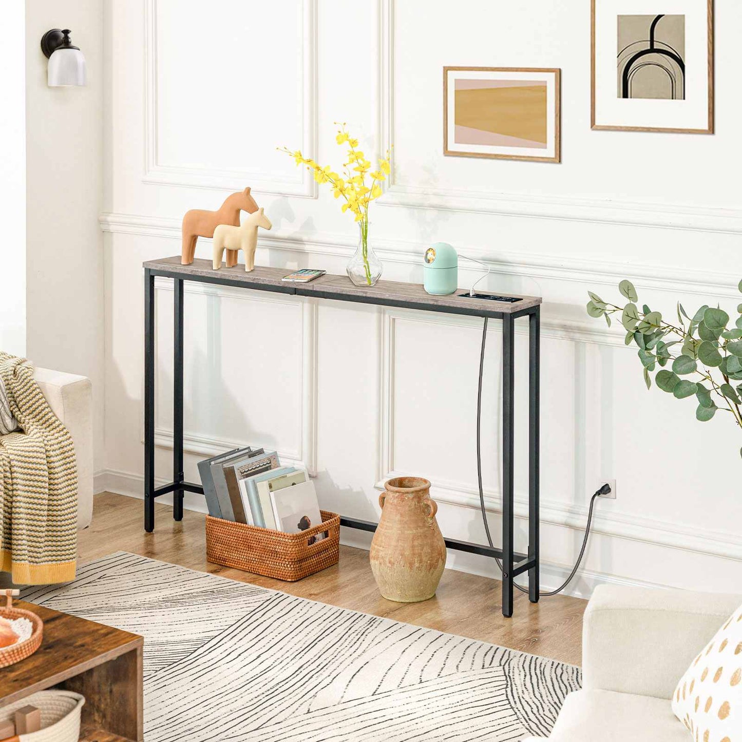 Console Table with Power Outlets, Charging Station