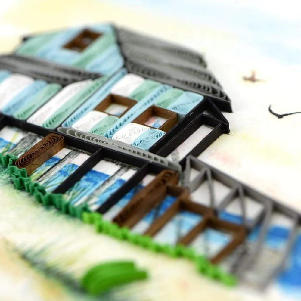 Beach House Quilled Greeting Card